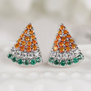 Orecchini a Forma di Anguria per Donne, Gioielli per Orecchie alla Moda con Frutta - Product Image 1