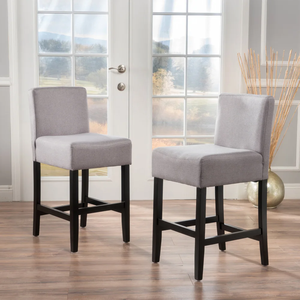 Modern Design Fabric Barstool Solid Wood Frame Iron for Home Kitchen Living Room Hotel Cafe <b>Dining</b> (Set 2) Durable Eco-Friendly - Product Image 1