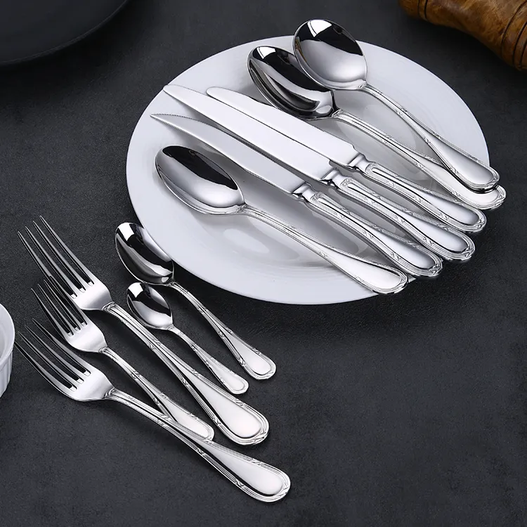 الفضيات أطباق الفولاذ المقاوم للصدأ المطبخ الفاخرة مخصص الزفاف مجموعة أدوات المائدة
