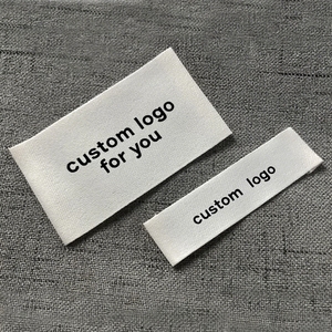 תוויות כותנה אורגניות מותאמות אישית דפוס לוגו סוף מקופל תווית מותג הדפסה ארוגים תוויות כותנה ארוגים עבור נעלי בגדים - Product Image 1