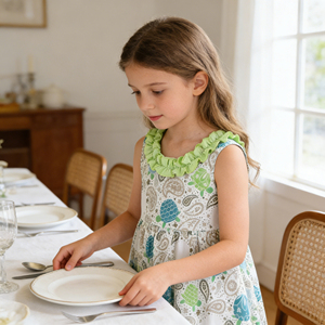 Robe d'été sans manches pour enfants, personnalisable, col à volants, imprimé tortue, robe décontractée pour <span class=keywords><strong>filles</strong></span> - Product Image 4