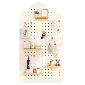 Solid Wood Pegboard Wall <b>Shelf</b> Rectangle Multifunction Storage <b>Rack</b> For Living Room Wall Mounted Organization - Product Image 3