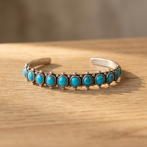 Turquoise Cuff <b>Bracelet</b> | Vintage Navajo Gemstone Bangle - Product Image 5