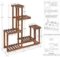 Support de plantes multi-niveaux en bambou pour plantes multiples, pour intérieur et extérieur, de la marque BH Corner High Low Flower Rack Stand