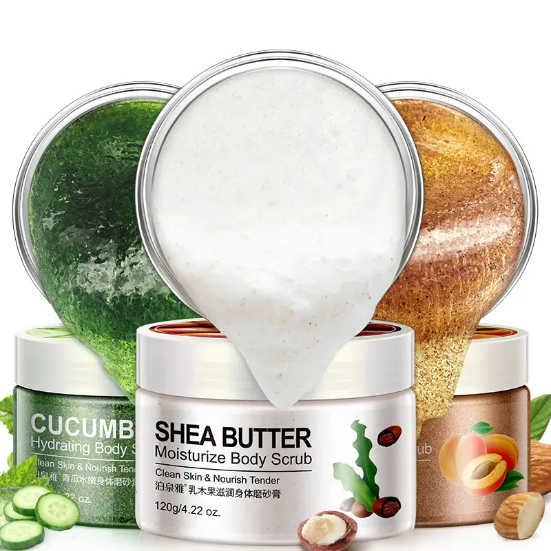 Private Label Body Scrub Natural Shea Butter Cucumber Coffee Exfoliator Feature Face Body Scrub