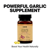 Gélules d'ail sans odeur personnalisées sous marque privée OEM, 4000 mg, extrait haute concentration 100:1, favorisant la santé cardiaque et immunitaire