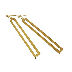 Boucles d'oreilles pendantes géométriques en laiton plaqué or, unisexes, classiques et tendance - Product Image 1