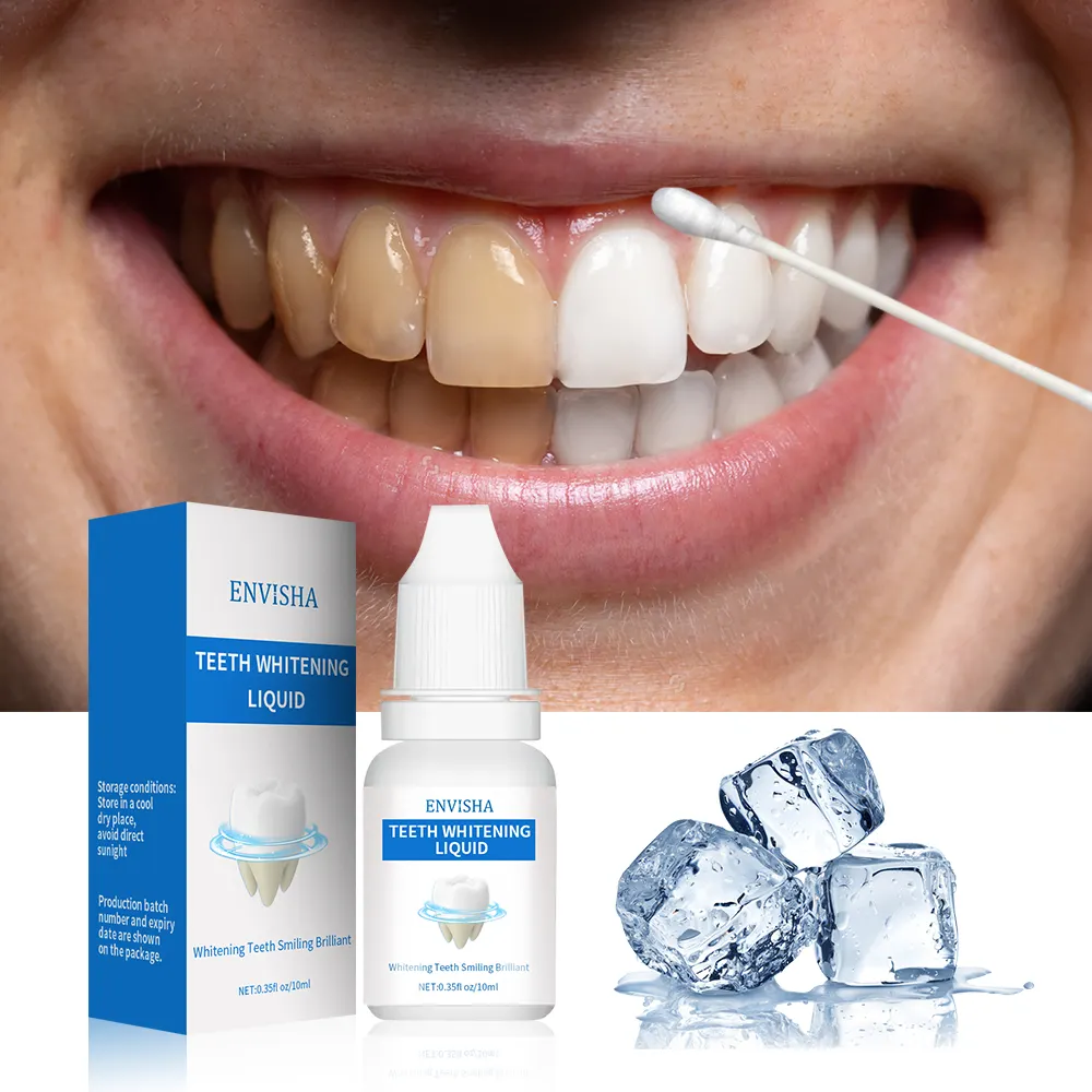 Private Label Portable Teeth Whitening Essence Liquid igiene dentale rimuove le macchie di placca illumina il siero sbiancante per i denti