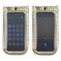 Étui en cuir PU Tideseer PB03 style sacoche pour iPhone avec bandoulière réglable 12x22.5cm Doré Musulman