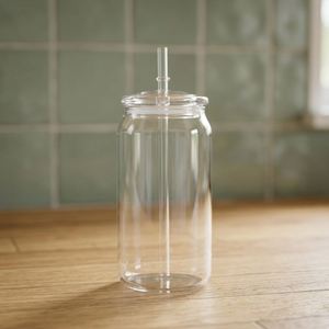 16Oz Clear <b>Plastic</b> USA Stocked Cups - BPA-Free Minimalist Travel Bottle With Screw-On <b>Straw</b> Lid for Adults - Product Image 2