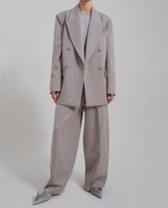 <strong>New</strong> Fashion Design <strong>Spring</strong> <strong>New</strong> Women's Loose Casual Double Breasted Suit Jacket <strong>and</strong> Wide Leg Pant Linens Set - Product Image 1