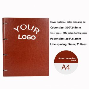 Wholesale Custom <b>A4</b> Journal With 4-Ring Binder Loose-Leaf Spiral Binding <b>Diary</b> Printed Brand Logo Pu Leather Notebook - Product Image 3