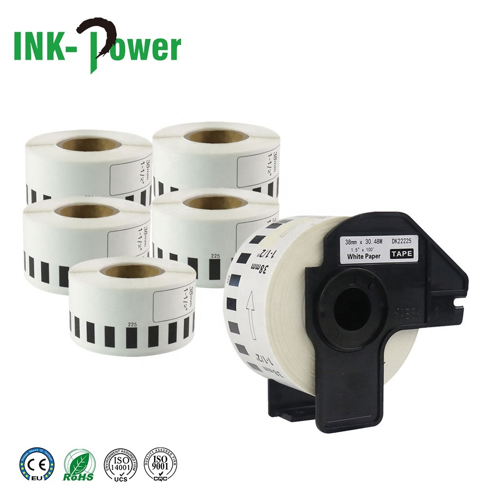 Совместимость DK-22225 DK22225 DK 22225 DK2225 DK 2225 черного цвета на белом самоклеющиеся термобумаги рулона этикеток для принтера Brother