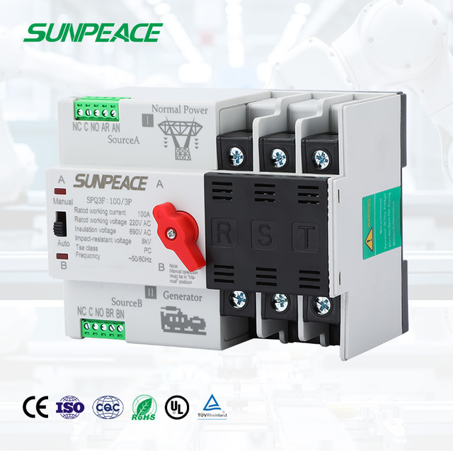 DC AC ATS Automatic Transfer Switch Dual Power  Changeover  Transfer Switch 63A 100A 110V 220V 230V for Generator Solar System