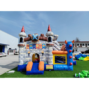 Château gonflable géant à thème avec double toboggan et tour de dragon pour les fêtes d'anniversaire <span class=keywords><strong>des</strong></span> enfants, les événements de carnaval dans la cour - Product Image 1