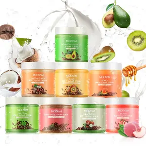 Groothandel Private Label Natuurlijke Organische Exfolianting Whitening Hydraterende Fruit Suiker Scrub Set, Body Koffie Scrub