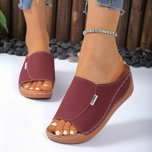 QF1 Chaussons confortables pour femmes, semelle épaisse durable, antidérapants, couleur unie, légers, à porter à l'extérieur, <span class=keywords><strong>chaussures</strong></span> de plage - Product Image 2