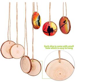 Fette di <span class=keywords><strong>Legno</strong></span> Naturale Forate per Sottobicchieri, Cerchi <span class=keywords><strong>in</strong></span> <span class=keywords><strong>Legno</strong></span> Grezzo per Fai da Te, Decorazioni Matrimoniali, Ornamenti Natalizi - Product Image 3