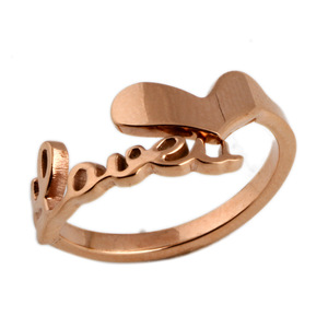 Heart Shape Love Letter Hollow Rose Gold 304 Stainless Steel <b>Ring</b> For Women <b>Openable</b> Pinky <b>Ring</b> - Product Image 3