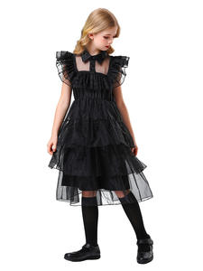 Abito da Donna per Cosplay di <span class=keywords><strong>Wednesday</strong></span> Addams, Vestito per Halloween, Carnevale, Abito da Sera Taglia Grande - Product Image 6