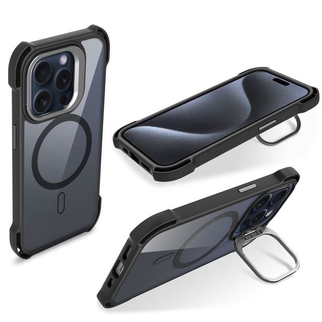 Original Factory Metal Kickstand Phone Case for iPhone 16 15 Camera Screen Protection Case for iPhone 15 16 Pro Max iPhone Cover