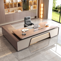 Bureau de direction en forme de L moderne, durable et écologique en MDF, chaise de bureau et table, bureaux de direction pour cadres.