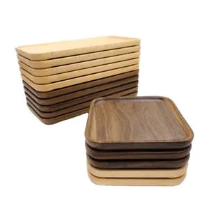 Bandeja de madera personalizada para servir, plato de madera rectangular de comida para aperitivos de fiesta, bandeja para servir frutas