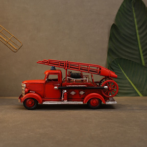 Decorazioni per la Casa in Stile Europeo, Modelli Vintage di <span class=keywords><strong>Camion</strong></span> dei Pompieri, Modelli di Auto Antiche in Ferro Battuto, Oggetti da Esposizione - Product Image 3