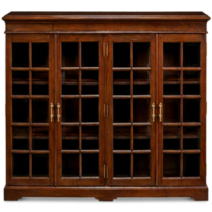 Librería Tradicional Nasera de Madera de Caoba con Puerta de Vidrio, 5+ Cajones y Diseño con Cavidades para Dormitorio/Oficina en Casa, Mueble Único - Product Image 1