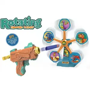 Hot Sale Plastic Spinning Shooting Spiel Spielzeug Kinder Dinosaurier Rotating Shooting Target Gun Toy