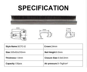 SC7C C Alicates Neumáticos Tipo C para Grapas <span class=keywords><strong>de</strong></span> Cerca, Potente <span class=keywords><strong>Grapadora</strong></span> <span class=keywords><strong>de</strong></span> <span class=keywords><strong>Malla</strong></span> Metálica, Herramienta para Grapar Jaulas, Clavadora Neumática Tipo C - Product Image 2