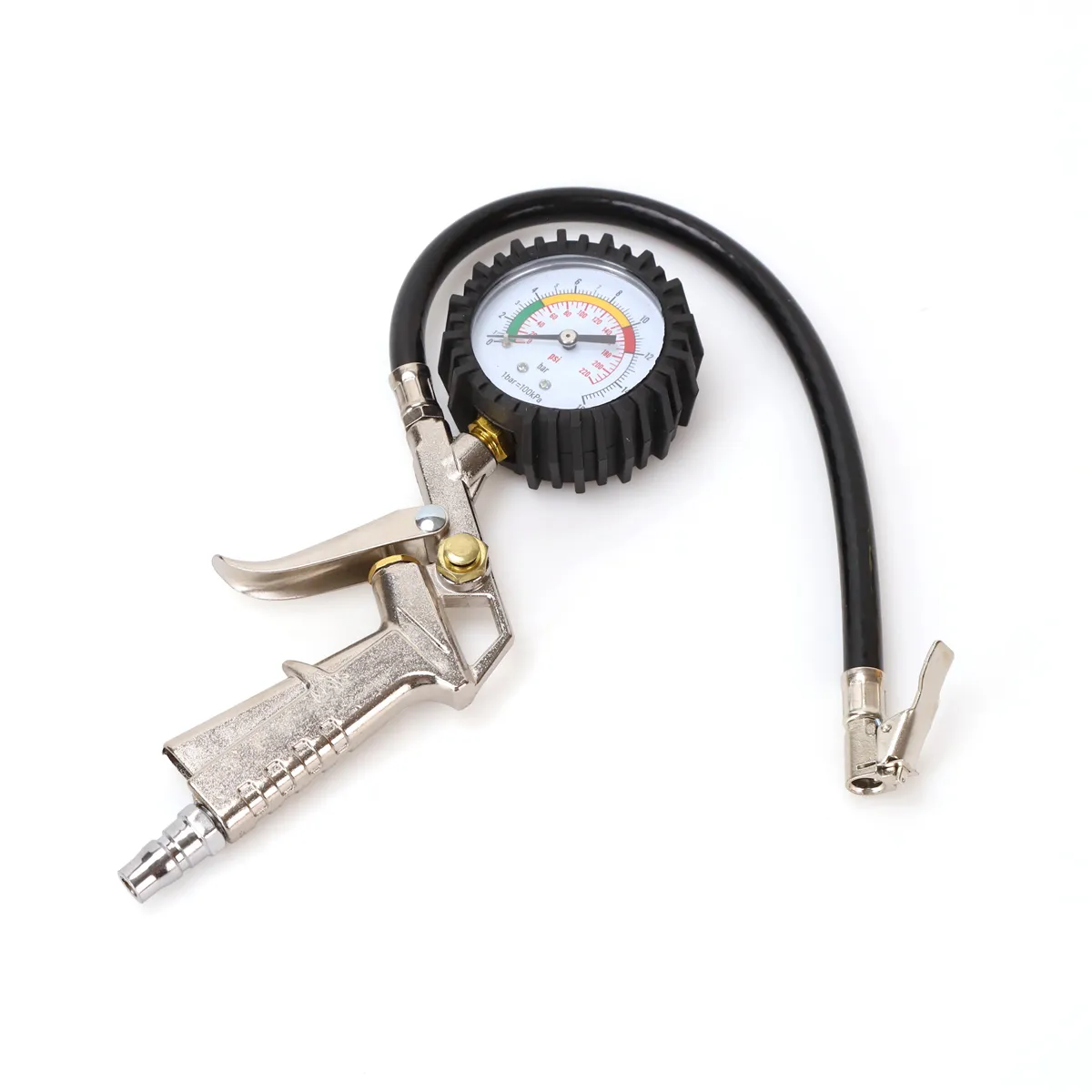 Tire Inflator With Pressure Gauge Air Compressor Accessories With Hose Lock On Air Chuck And Quick Connect Coupler