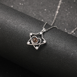 Gioielli alla Moda, Collana con Ciondolo a Forma di Stella Personalizzata con Proiezione Foto, in Rame e Zirconi, Trendy 'I <span class=keywords><strong>Love</strong></span> <span class=keywords><strong>You</strong></span>' per Donne - Product Image 4