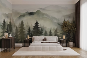 <span class=keywords><strong>Papier</strong></span> peint mural photo 3D moderne imperméable pour chambre à coucher avec paysage réaliste de forêt de pin de montagne - Product Image 2
