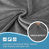 Housse de canapé en velours gris moyen, résistante aux animaux domestiques, en forme de L, pour usage hôtelier, imperméable, anti-poussière, extensible à 360°, pour chiens et chats