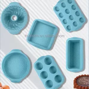 Juego de utensilios para hornear Moldes para pasteles de horno resistentes a altas temperaturas Molde de silicona Pan para tostadas Juego de moldes para pasteles de silicona