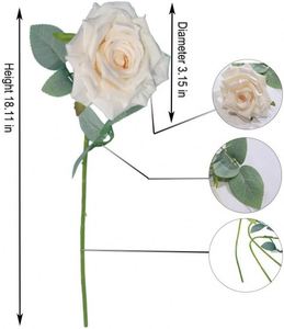 Rosas Artificiales Populares de 3 Cabezas, Hechas a Mano, Realistas, de Seda Blanca, con Tacto Real - Flores de Lujo para Graduación, Navidad, Año Nuevo - Product Image 2