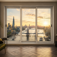 Portes et fenêtres en alliage d'aluminium résistantes aux ouragans avec double vitrage à isolation thermique, fenêtre coulissante pour maison extérieure moderne