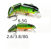 Leurre de pêche articulé multi-sections 2.6g 3.8g 6.5g 8g pour achigan, brochet et brochet d'eau douce, leurre dur articulé à action de nage large