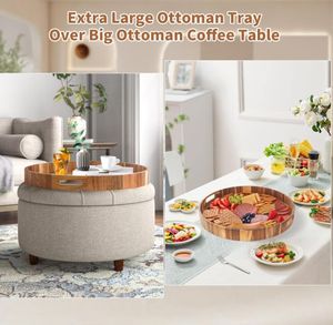 <span class=keywords><strong>Plateau</strong></span> ottoman extra large très populaire, <span class=keywords><strong>plateau</strong></span> ottoman rond, plateaux <span class=keywords><strong>de</strong></span> service en bois surdimensionnés avec poignées pour le salon - Product Image 3