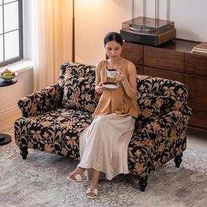 โซฟาอเมริกันเรโทรลายดอกไม้รูปตัวยูบุผ้าหุ้มพร้อมไส้โฟมสำหรับใช้ในห้องนั่งเล่นที่บ้าน - Product Image 3