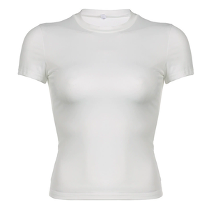 T-shirts <span class=keywords><strong>Femme</strong></span> XS Vente en Gros Étiquette Privée <span class=keywords><strong>Personnaliser</strong></span> Logo Col Rond Respirant Impression T-shirts Personnalisés Femmes T-<span class=keywords><strong>shirt</strong></span> Vierge - Product Image 4