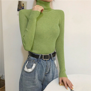 <span class=keywords><strong>Pull</strong></span> à manches longues pour femmes Col haut thermique Tops col roulé Femme Hiver Slim Jumpers Choker Sweaters - Product Image 5