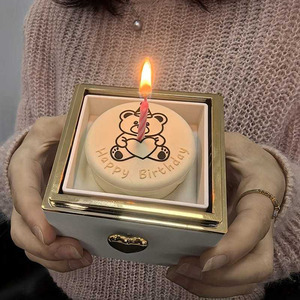Rotating Reversible Square <strong>Ring</strong> Cake Box <strong>Pop</strong> up Gift Box with Candles Romantic Valentine's Day Fashionable - Product Image 4