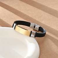 Pulsera de Silicona con Grabado Personalizado, Brazalete de Identificación, Barra Rectangular de Acero Inoxidable, Cuerda Trenzada, Cuero, para Hombre y Mujer