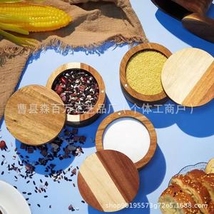Bamboo <b>Spice</b> <b>Jar</b> With Magnetic Lid Airtight Storage For Kitchen Condiments Solid Seasonings Swivel Design - Product Image 4