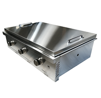 Matériel de restauration : Mini gril de table à gaz en acier inoxydable avec plaque de cuisson plate, 3x13600 BTU, surface de cuisson de 520 pouces carrées, Pulse