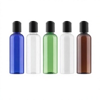 Bouteilles rondes Boston vides en PET de 30 ml (30/50/60/100/120 ml) avec bouchon à disque noir, impression sérigraphique pour emballage de shampoing, huile corporelle, cosmétiques