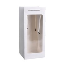 Sacs cadeaux en papier blanc et rose pour bouteille de vin simple avec fenêtre transparente, logo personnalisé, vente en gros