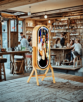 Nouvelle tendance magique miroir photobooth coque caméra 21.5 pouces LCD écran tactile cabine photo en bois avec angle de caméra réglable